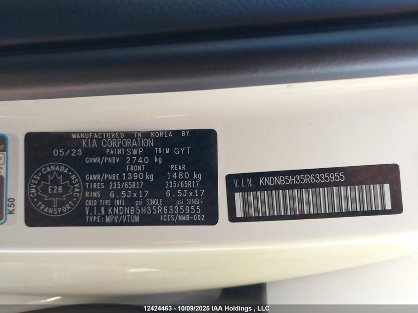 2024 Kia A3 VIN: KNDNB5H35R6335955 Lot: 12424463