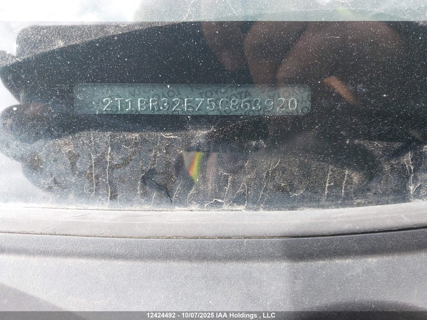 2T1BR32E75C863920 2005 TOYOTA COROLLA photo no. 9