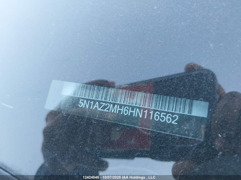 2017 Nissan Murano Platinum/Sl/Sv VIN: 5N1AZ2MH6HN116562 Lot: 12424545