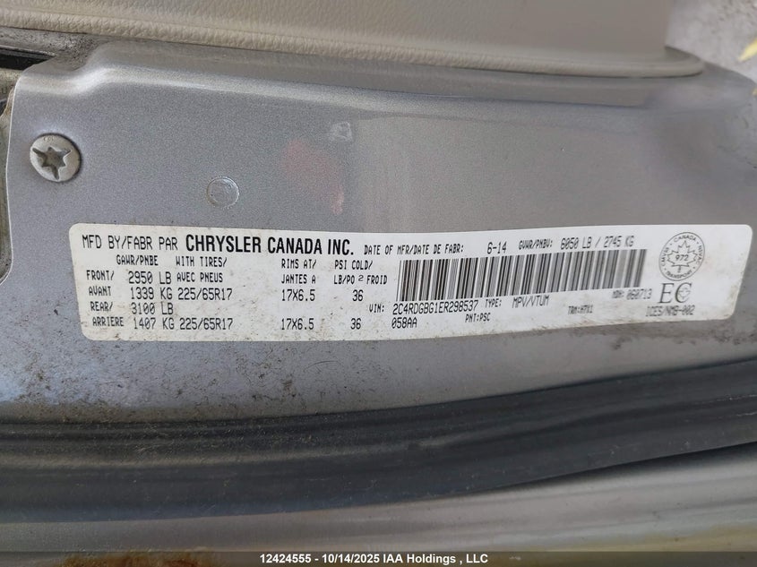 2C4RDGBG1ER298537 2014 DODGE CARAVAN photo no. 9