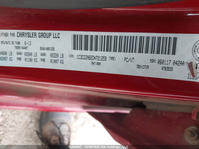 1C3CDZAB2DN721259 2013 DODGE AVENGER photo no. 19