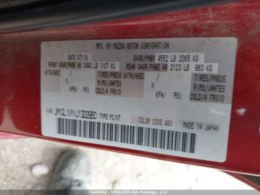 2018 Mazda Mazda6 VIN: JM1GL1VYXJ1322960 Lot: 12424592