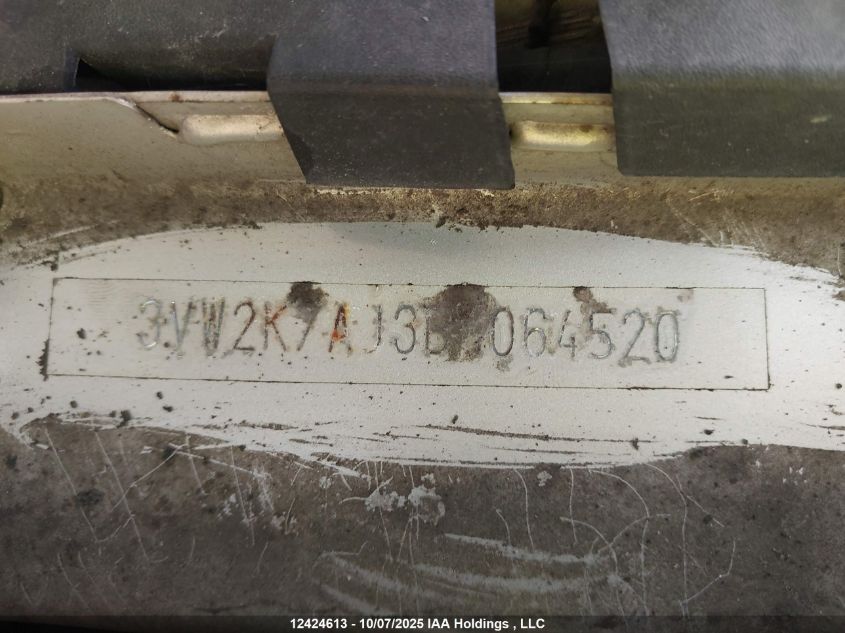 2011 Volkswagen Jetta S VIN: 3VW2K7AJ3BM064520 Lot: 12424613