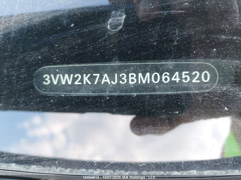 2011 Volkswagen Jetta S VIN: 3VW2K7AJ3BM064520 Lot: 12424613