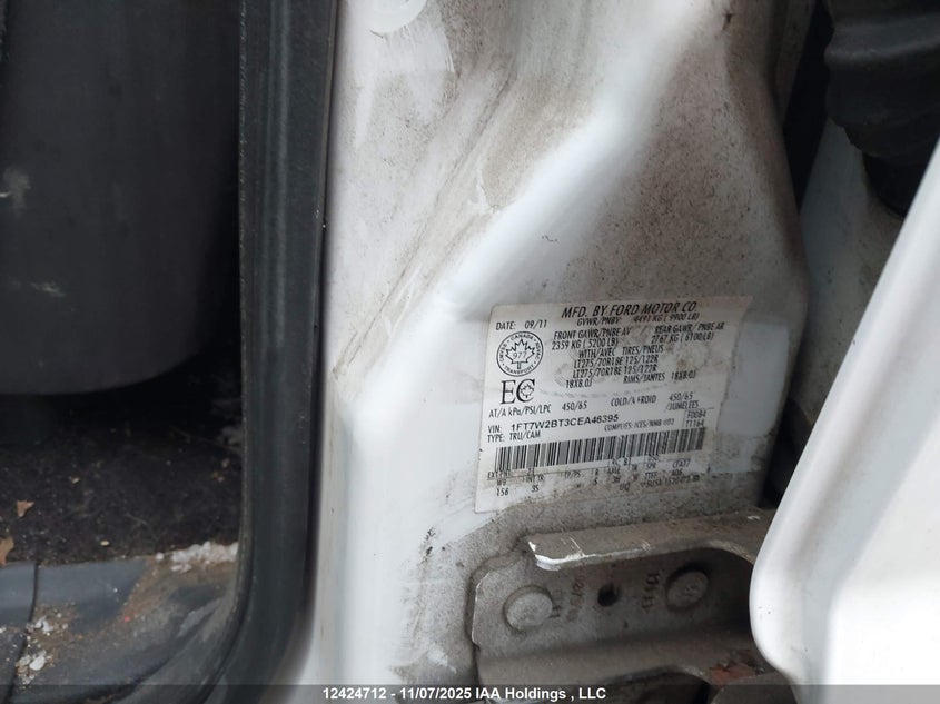 2012 Ford F-250 Xlt VIN: 1FT7W2BT3CEA46395 Lot: 12424712