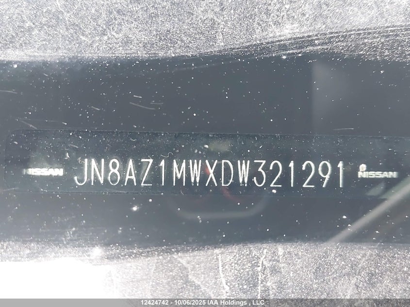 2013 Nissan Murano S/Sl/Le VIN: JN8AZ1MWXDW321291 Lot: 12424742