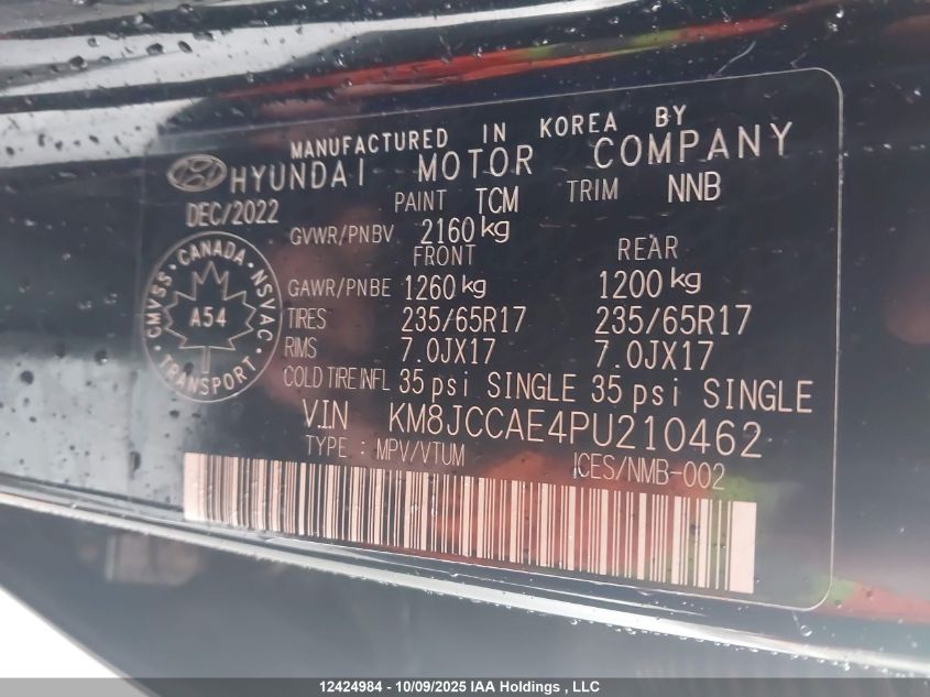 2023 Hyundai Tucson Preferred Awd With Trend Package VIN: KM8JCCAE4PU210462 Lot: 12424984