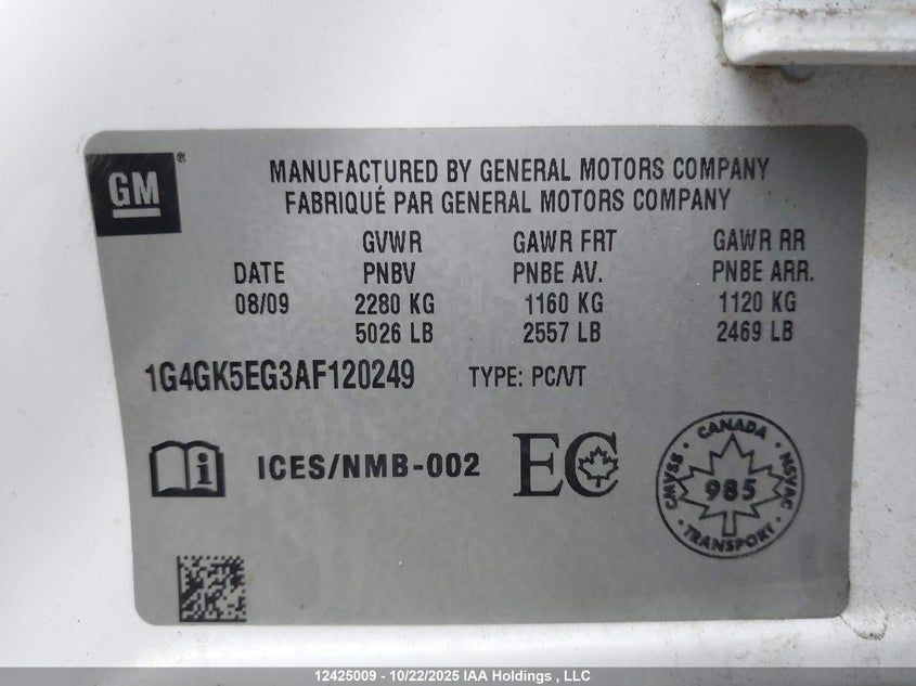 1G4GK5EG3AF120249 2010 BUICK LACROSSE photo no. 17
