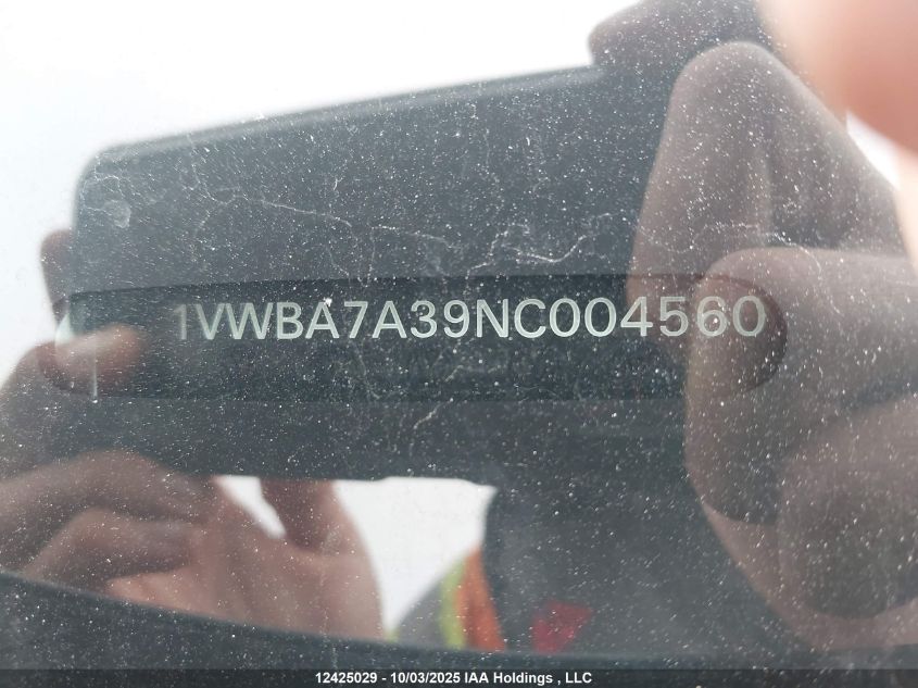 2022 Volkswagen Passat 2.0T Limited Edition VIN: 1VWBA7A39NC004560 Lot: 12425029