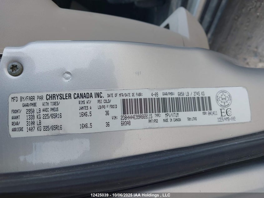 2D8HN44E99R669115 2009 DODGE CARAVAN photo no. 9