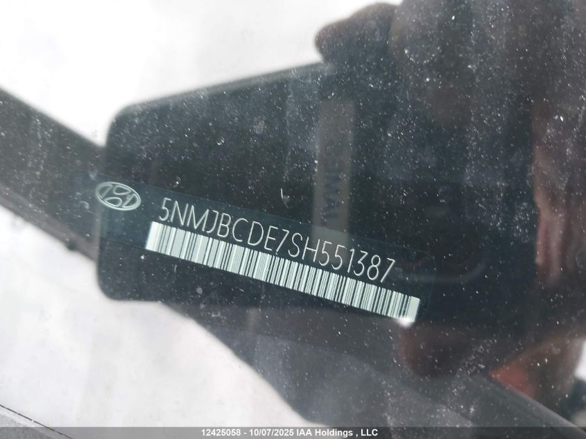 2025 Hyundai Tucson Preferred VIN: 5NMJBCDE7SH551387 Lot: 12425058