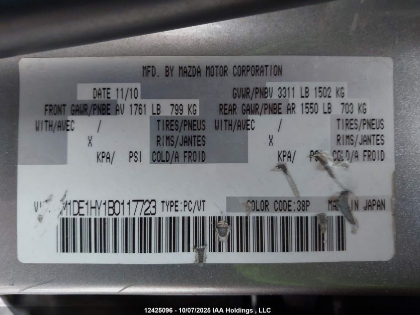 2011 Mazda Mazda2 VIN: JM1DE1HY1B0117723 Lot: 12425096