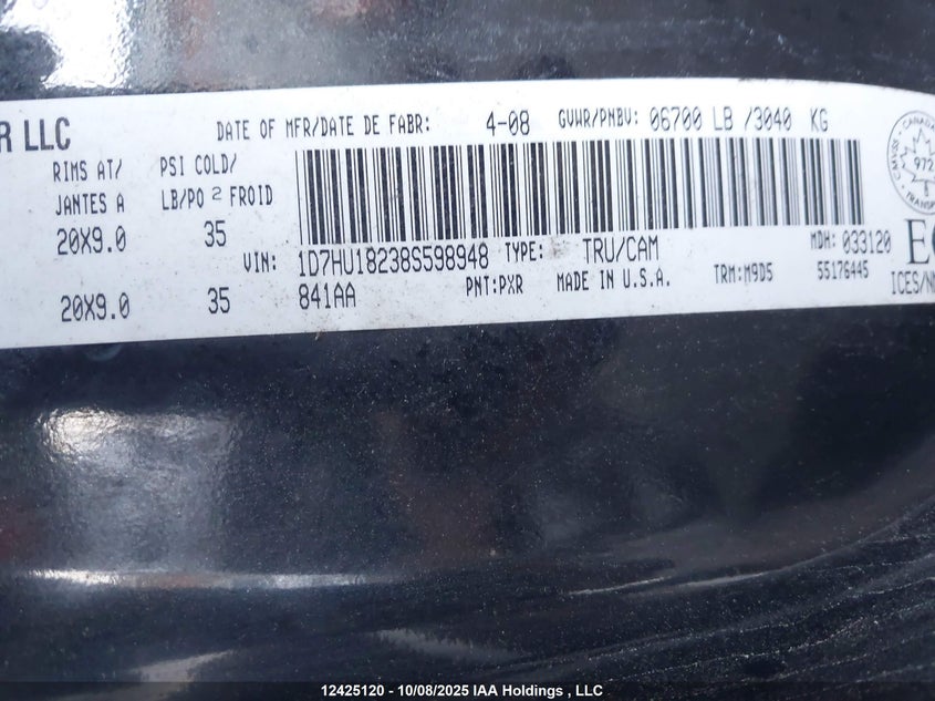 1D7HU18238S598948 2008 DODGE RAM photo no. 9