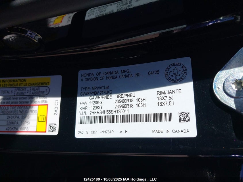 2HKRS4H55SH125011 2025 HONDA CR-V photo no. 9