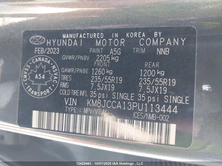 KM8JCCA13PU113444 2023 HYUNDAI TUCSON photo no. 9