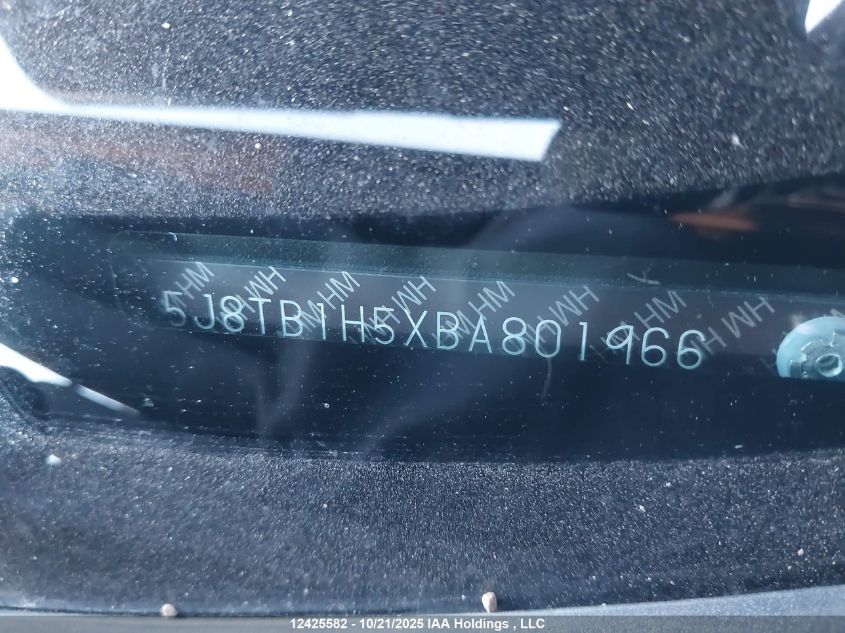 2011 Acura Rdx VIN: 5J8TB1H5XBA801966 Lot: 12425582