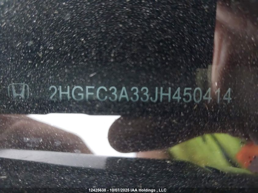 2018 Honda Civic Ex-T VIN: 2HGFC3A33JH450414 Lot: 12425638