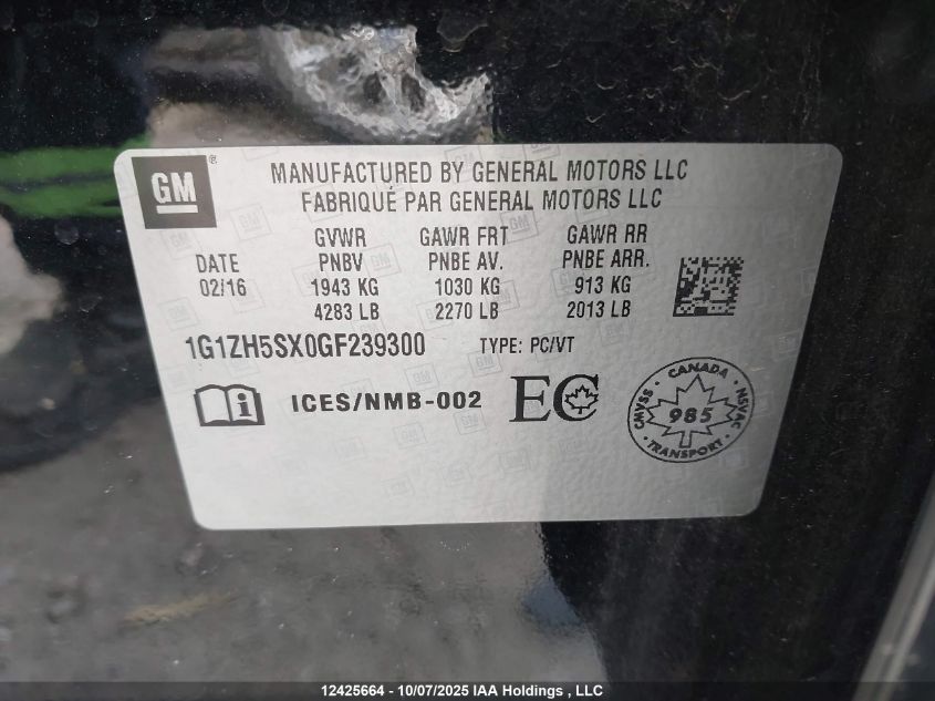 2016 Chevrolet Malibu Premier VIN: 1G1ZH5SX0GF239300 Lot: 12425664