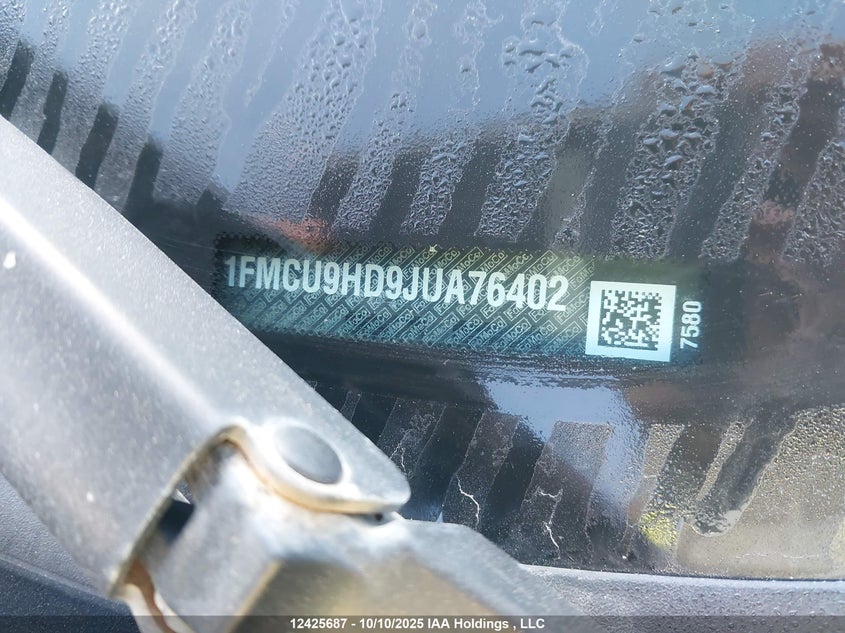 2018 Ford Escape Sel VIN: 1FMCU9HD9JUA76402 Lot: 12425687