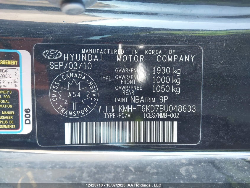 KMHHT6KD7BU048633 2011 HYUNDAI GENESIS photo no. 9