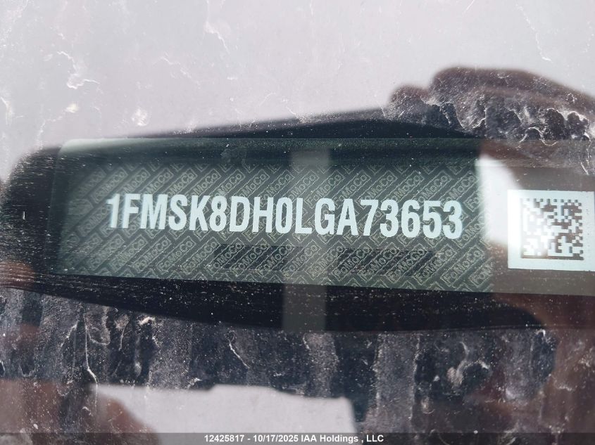 2020 Ford Explorer Xlt VIN: 1FMSK8DH0LGA73653 Lot: 12425817