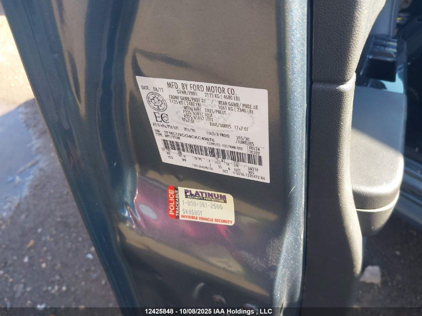 2012 Ford Escape Xlt VIN: 1FMCU9DG4CKC49676 Lot: 12425848