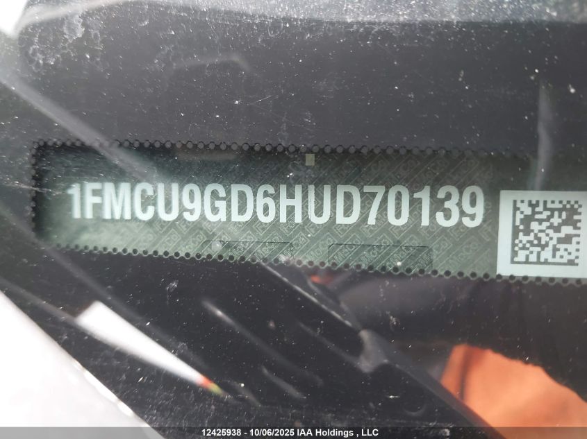 2017 Ford Escape Se VIN: 1FMCU9GD6HUD70139 Lot: 12425938