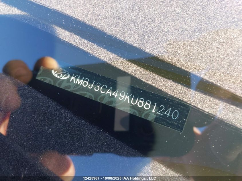 2019 Hyundai Tucson Preferred VIN: KM8J3CA49KU881240 Lot: 12425967