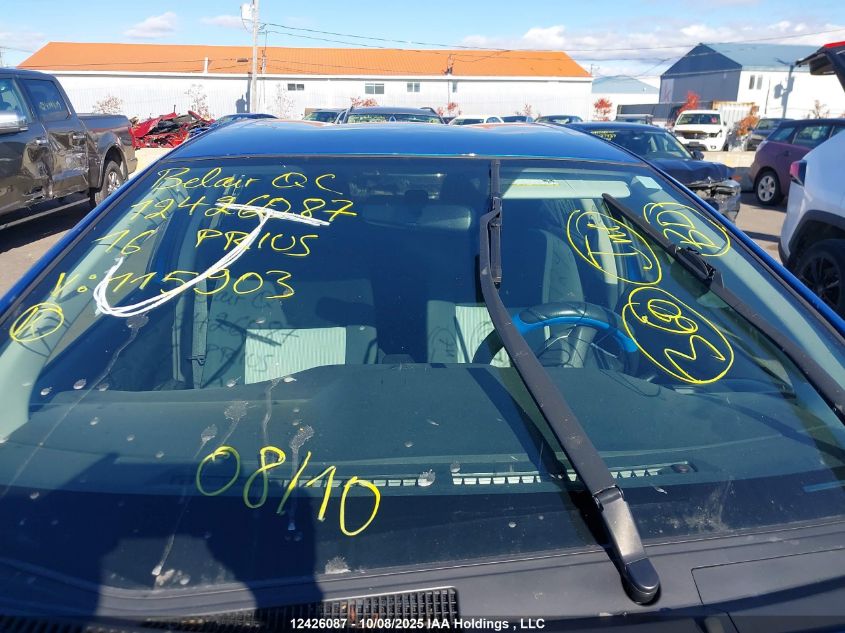 2016 Toyota Prius VIN: JTDKDTB39G1115903 Lot: 12426087