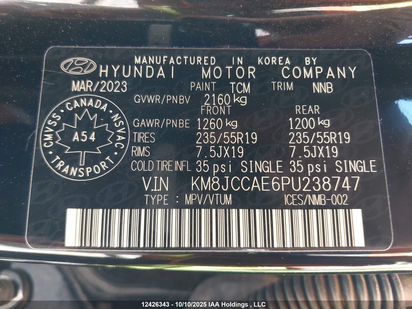 KM8JCCAE6PU238747 2023 HYUNDAI TUCSON photo no. 9