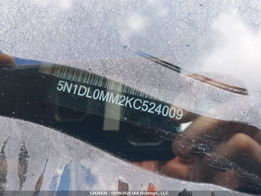 2019 Infiniti Qx60 Pure VIN: 5N1DL0MM2KC524009 Lot: 12426535