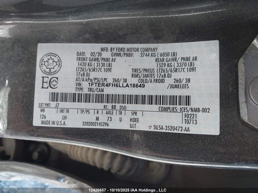 1FTER4FH6LLA18649 2020 FORD RANGER photo no. 9