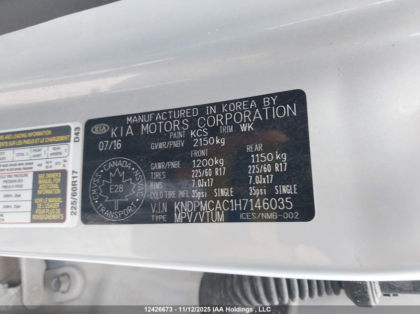 KNDPMCAC1H7146035 2017 KIA SPORTAGE photo no. 9