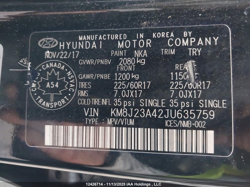 KM8J23A42JU635759 2018 HYUNDAI TUCSON photo no. 9