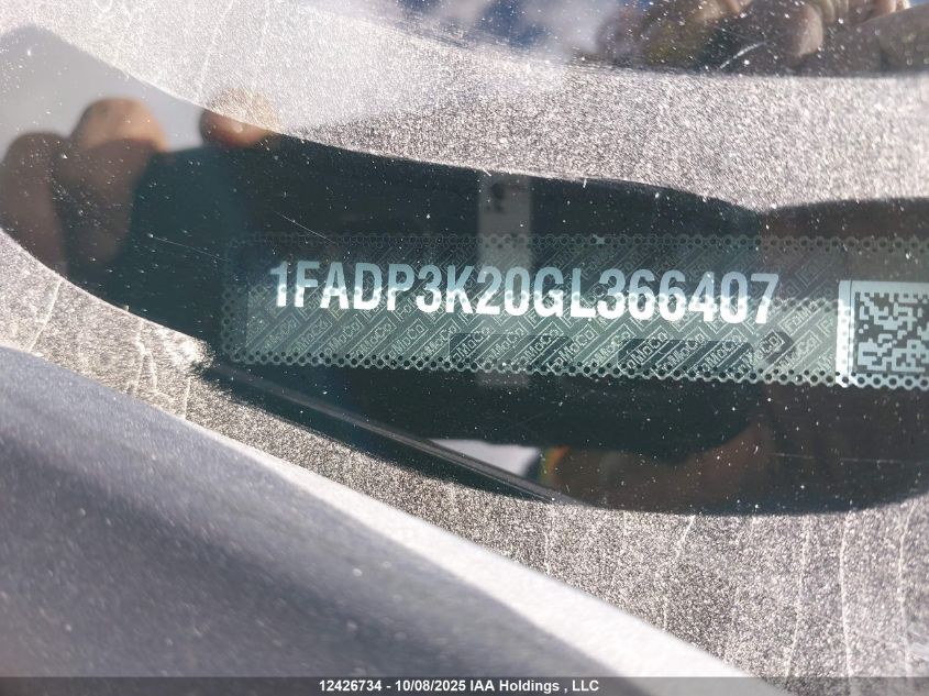2016 Ford Focus Se VIN: 1FADP3K20GL366407 Lot: 12426734