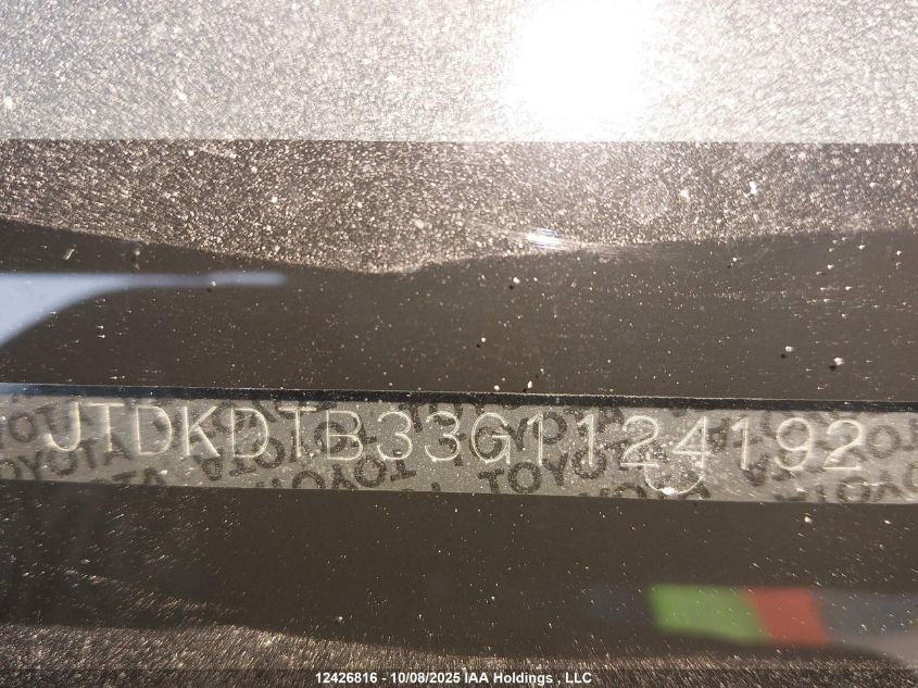 2016 Toyota Prius C VIN: JTDKDTB33G1124192 Lot: 12426816