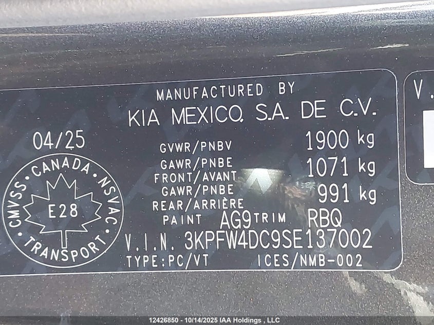 3KPFW4DC9SE137002 2025 KIA K4 photo no. 9