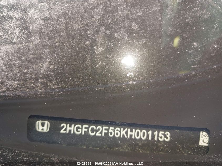 2019 Honda Civic Sedan VIN: 2HGFC2F56KH001153 Lot: 12426885