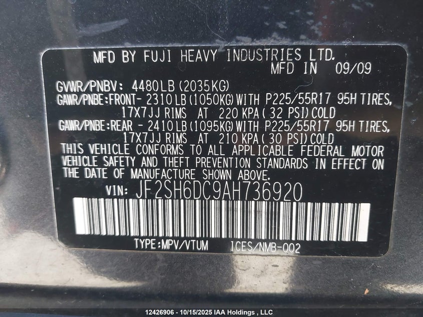 JF2SH6DC9AH736920 2010 SUBARU FORESTER photo no. 18