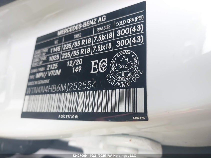 W1N4N4HB6MJ252554 2021 MERCEDES-BENZ GLA-KLASSE photo no. 9