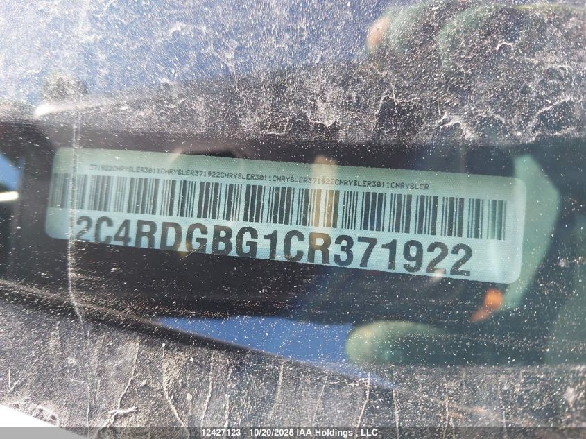 2012 Dodge Grand Caravan Se VIN: 2C4RDGBG1CR371922 Lot: 12427123