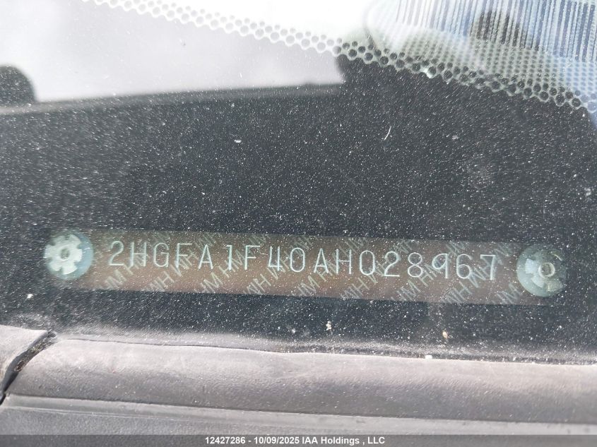 2010 Honda Civic Dx-G VIN: 2HGFA1F40AH028967 Lot: 12427286