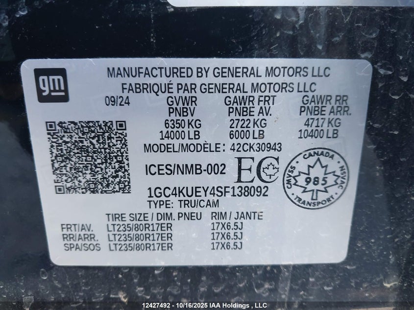 1GC4KUEY4SF138092 2025 CHEVROLET SILVERADO photo no. 9