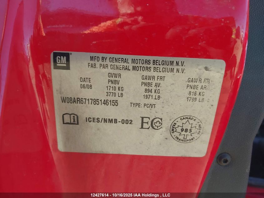 2008 Saturn Astra Xe VIN: W08AR671785146155 Lot: 12427614