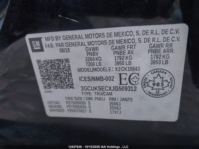 3GCUKSECXJG509312 2018 CHEVROLET SILVERADO photo no. 9