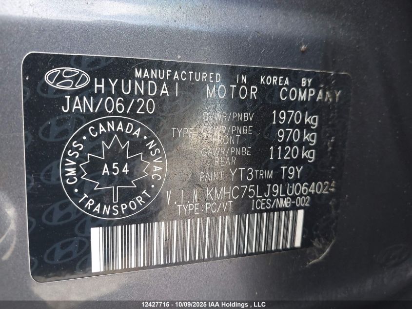 2020 Hyundai Ioniq Electric Preferred VIN: KMHC75LJ9LU064024 Lot: 12427715