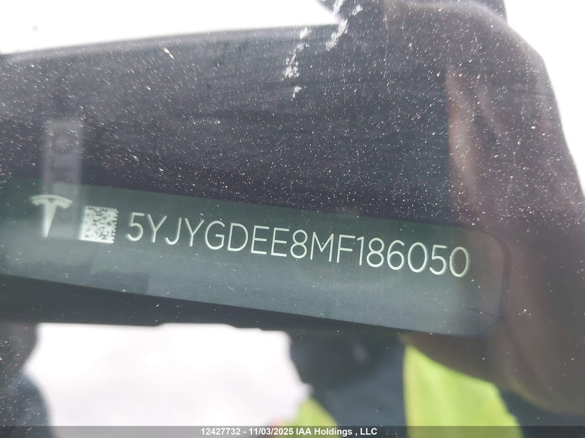 2021 Tesla Model Y VIN: 5YJYGDEE8MF186050 Lot: 12427732