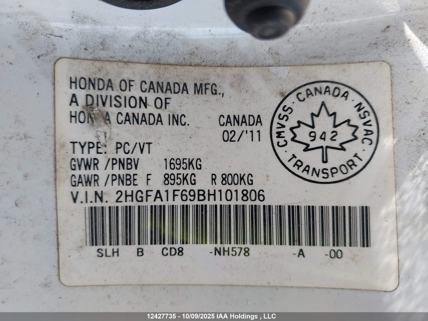 2HGFA1F69BH101806 2011 HONDA CIVIC photo no. 17