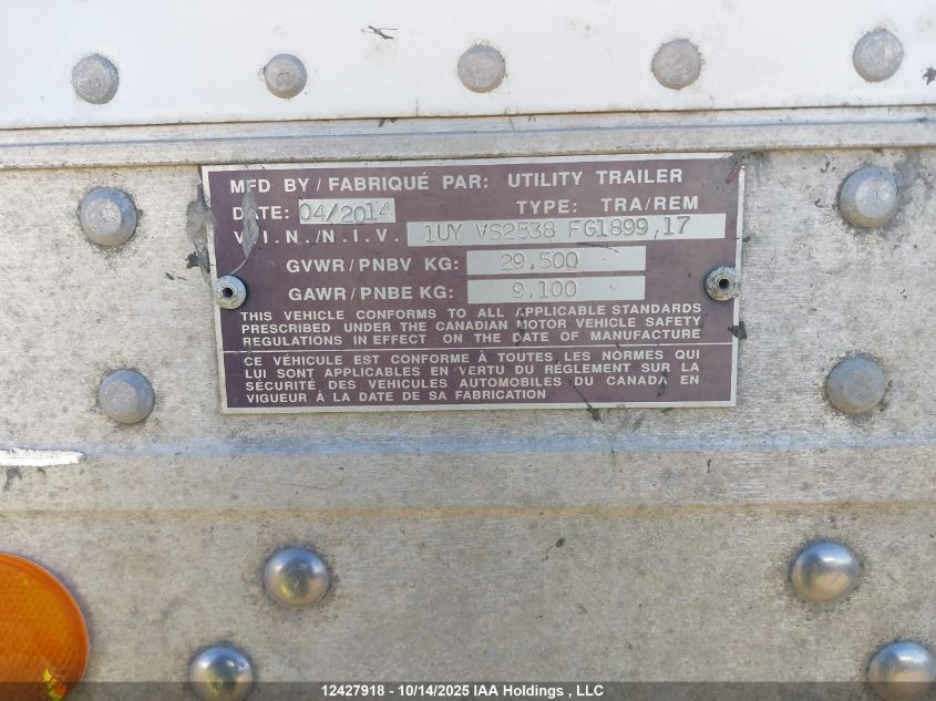 2015 Utility Trailer Mfg Utility Trailer VIN: 1UYVS2538FG189917 Lot: 12427918