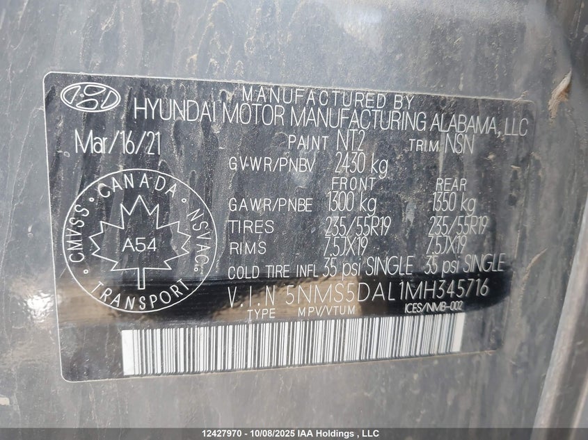 5NMS5DAL1MH345716 2021 HYUNDAI SANTA FE photo no. 19